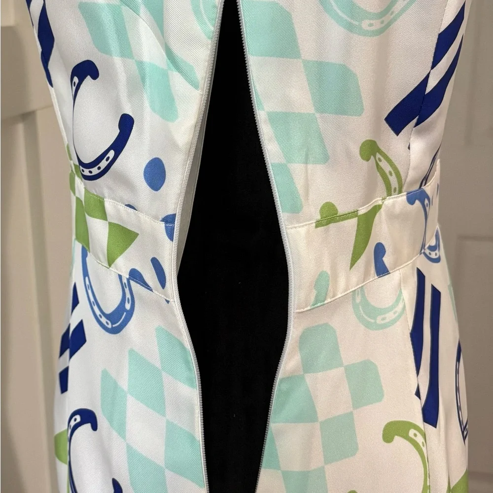 * NEW * 🏇 Vineyard Vines Horseshoe Patchwork Lined Kentucky Derby Dress Size 2 - Picture 6 of 16